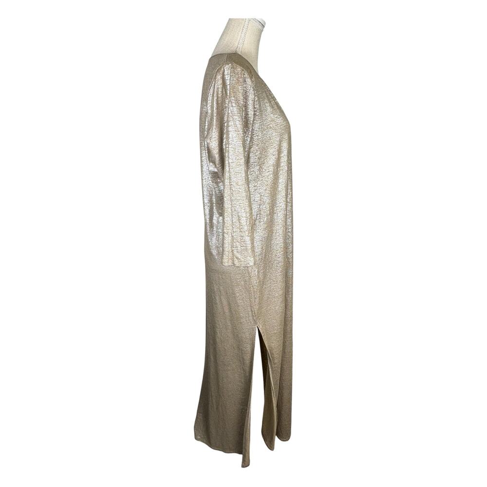 Majestic Filatures Linen Blend Deluxe Tee Shirt Metallic Maxi Dress Women's 5/XL - Picture 4 of 8